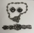 VTG Silver Tone Fruit Salad Etruscan Style Runway Necklace Bracelet Earrings Set — photo 7