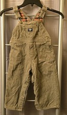 Vintage OshKosh B  Gosh Vestbak Flannel Lined Green Corduroy Bib Overalls Kids
