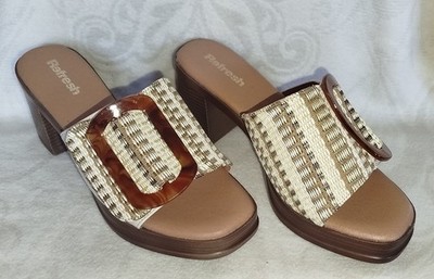 Refresh bequeme Damen Sandalen mit Absatz - beige - Größe: 40 - Sehr Gut