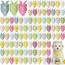 100 Pcs Easter Dog Bandanas Bulk Bunny Egg Carrot Bandanas for Dogs Triangle ...