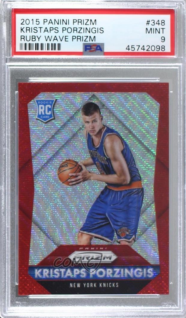 2015 Prizm Rookies Ruby Wave 257/350 Kristaps Porzingis PSA 9 MINT Rookie RC 0ad