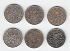7x Mixed 2 Two Shilling Florin Pre-Decimal Circulated Coins British Pounds