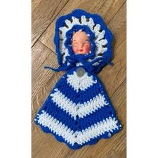 Vintage Handmade Crochet Baby Doll Pot Holder. Unique Retro