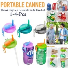 PORTABLE CANNED DRINK TOPCAP REUSABLE SODA CAN LID BEER CAN COVER WITH STRAW    