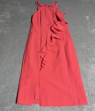 Vince Camuto Dress Womens 8 Coral Pink Sleeveless Ruffle Halter Beach Preppy