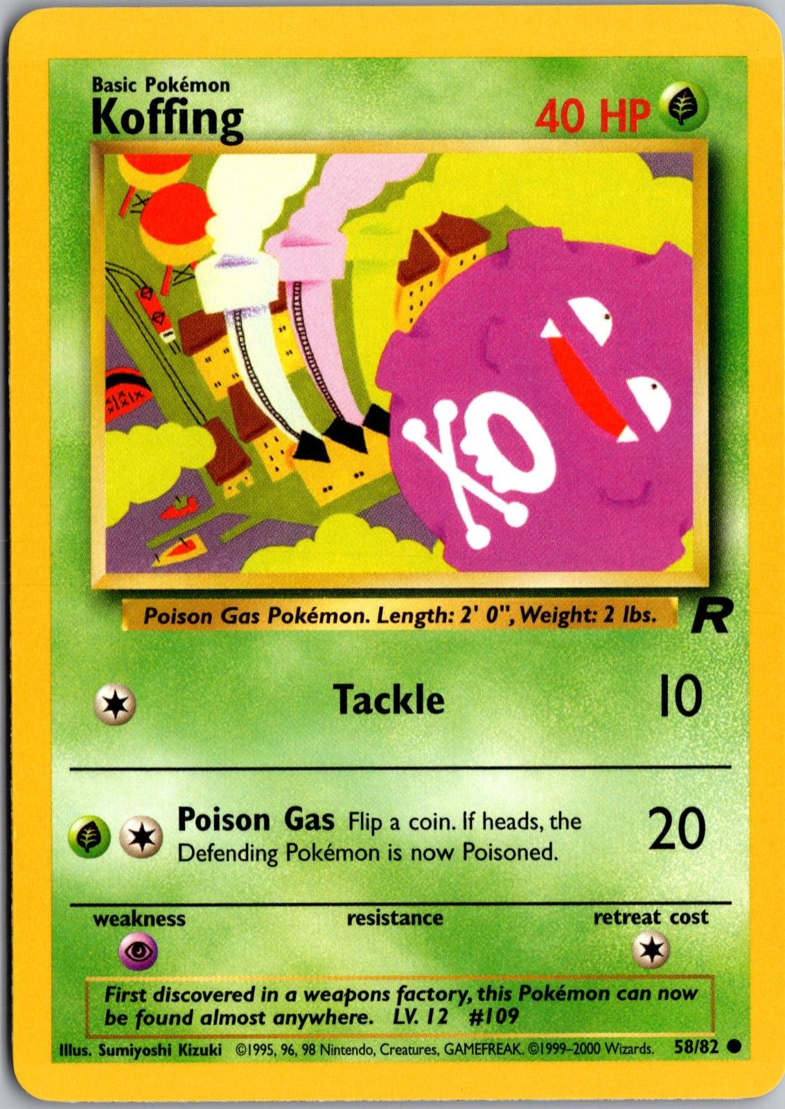 Koffing 58/82 Common Team Rocket Pokemon Unlimited Near Mint