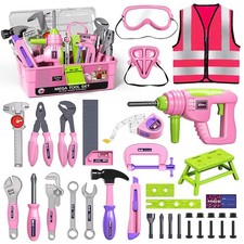 Tool Set with Tool Box  Electronic Toy Drill, Pretend Play Kids Construction...