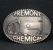 WD01149 NOS AMAZING VINTAGE 1970s  FREMONT CHEMICAL  SOLID BRASS BELT BUCKLE