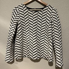 PLEOINE sweater BLACK/WHITE Chevron Made In The USA Size SMALL