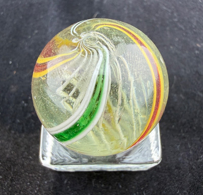 Near Mint Vintage German Handmade Latticino Swirl Marble 1.17''