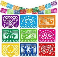 Mexican Party Decoration, 18 Feet Plastic Papel Picado Fiesta Banner Cinco de
