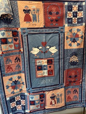 Vtg 1980s 90s Springs I Love Country Fabric Cheater Quilt Sampler Cotton 35x44