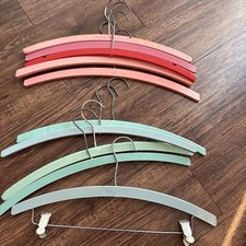 Lot 10 Vintage Pink Blue Wooden Hangers
