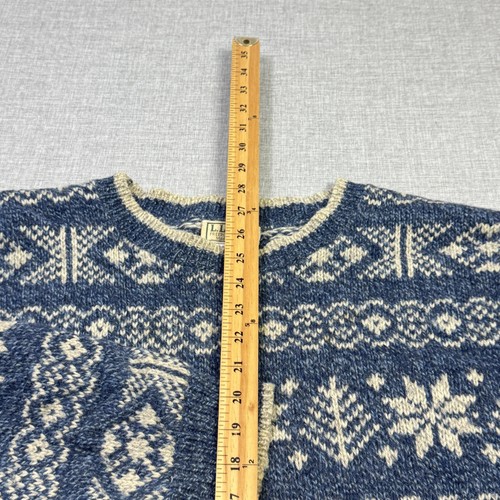L.L. Bean Vintage Sweater Mens XL Blue Fair Isle Chunky-Knit Crew Neck Pullover, Size XL, $49.99 - Photo 11