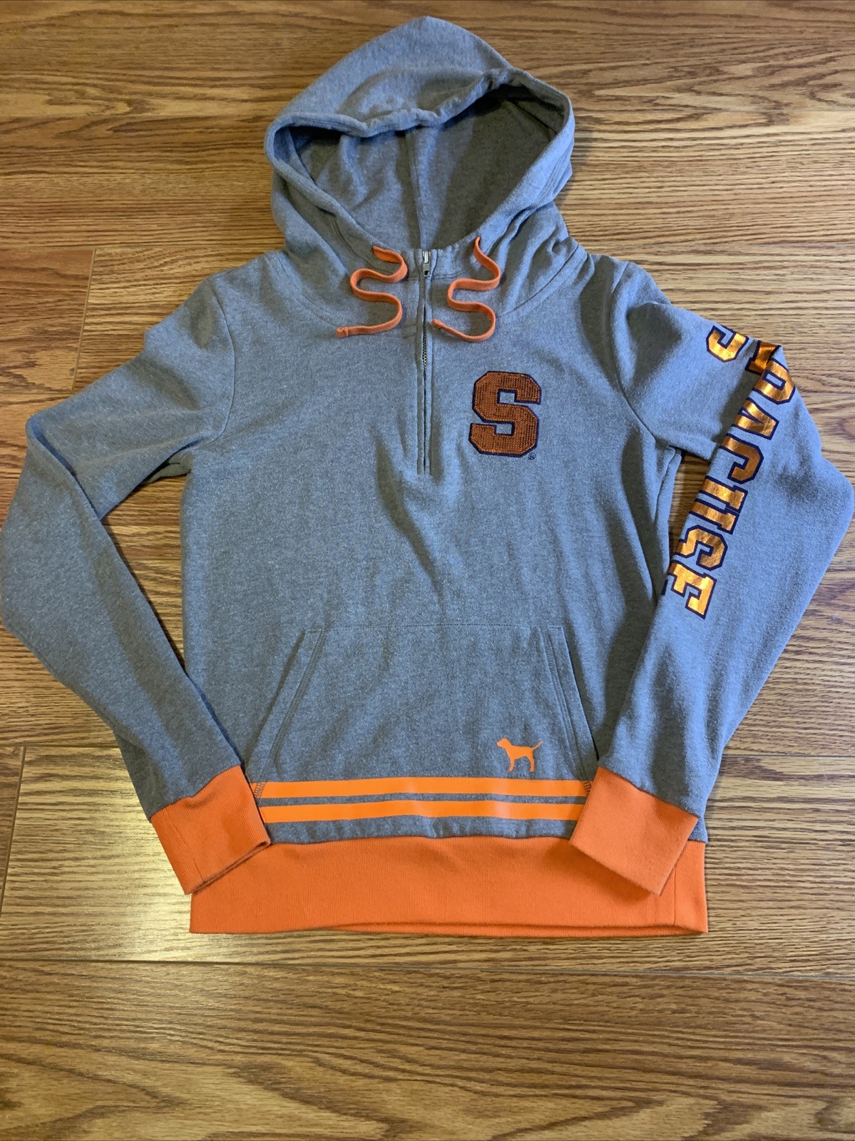 Victoria Secret Pink-Syracuse University  Orange 1/4 Zip pullover Hoodie Size XS