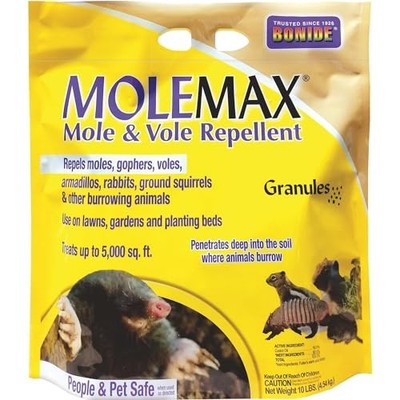 Bonide MOLEMAX Mole & Vole Repellent Granules, 10 lbs for Lawn & Garden