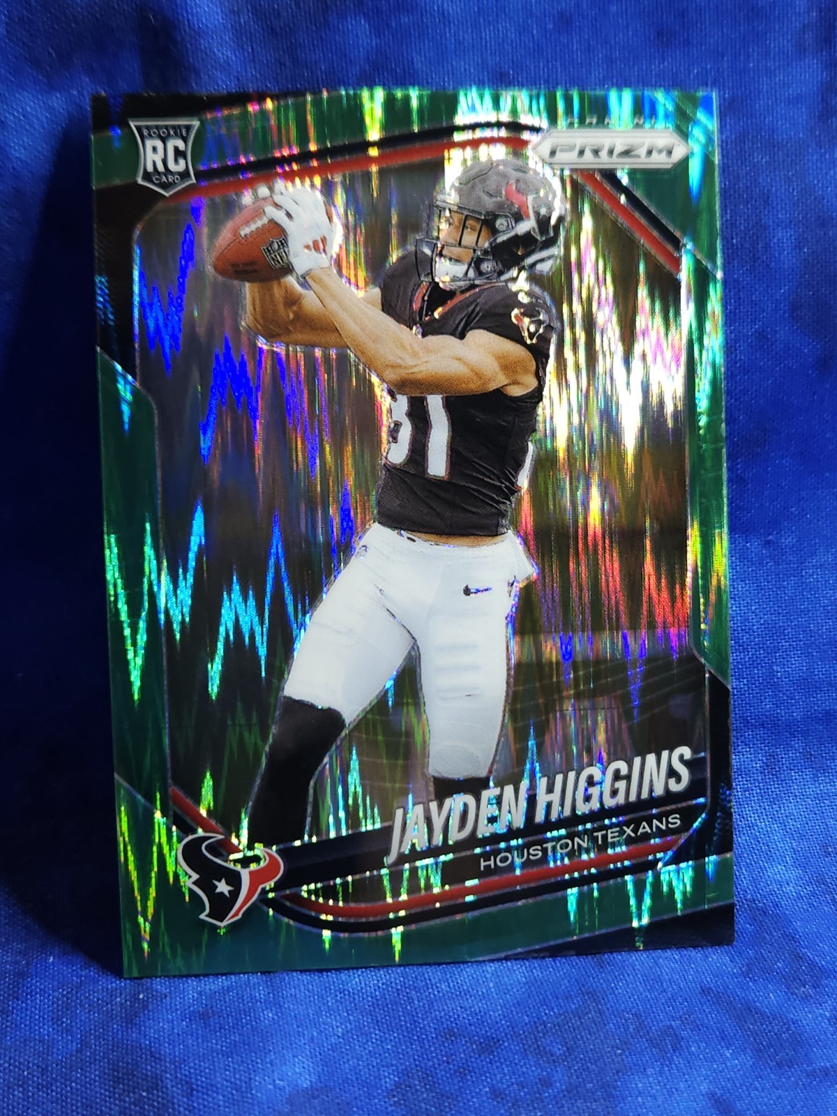 2025 Panini Prizm Jayden Higgins (RC) - Green Flash Prizm No. 376 Rookie Texans