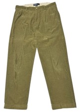 Polo Ralph Lauren Corduroy Pants Mens 34x30 Green Pleated Wide Leg Hammond Y2K
