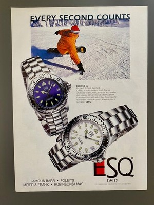 ESQ Swiss Esquire Watch Company 850 SL 1998 Vintage Watch Ad Werbung Reklame