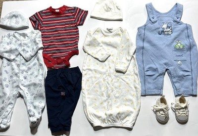 Bundle Baby Boys Clothes 0 to 3 M - Overalls, Sack, One Piece, Pants, Sneakers