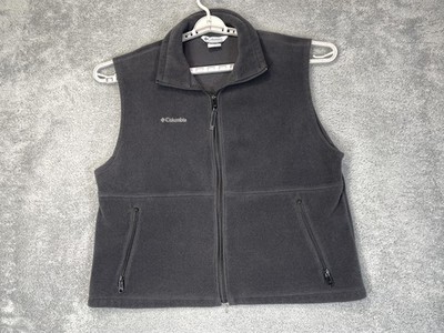 Columbia Fleece Vest Mens XL Gray Full Zip Pockets Outdoor Lightweight Warm