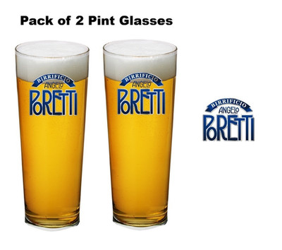 2 X Birrificio Angelo Poretti Pint Glasses   Poretti Pint Glass Poretti Glass