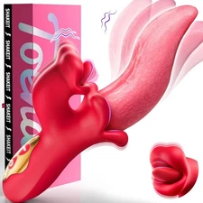 Flapping Vibrating Licking Clitoral G Spot Vibrator Tongue Sex Toy For Women USA