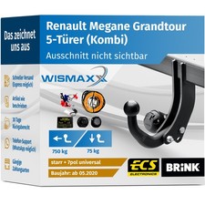 ANHÄNGERKUPPLUNG für Renault Megane Grandtour E-TECH starr BRINK +7po E-Satz ABE