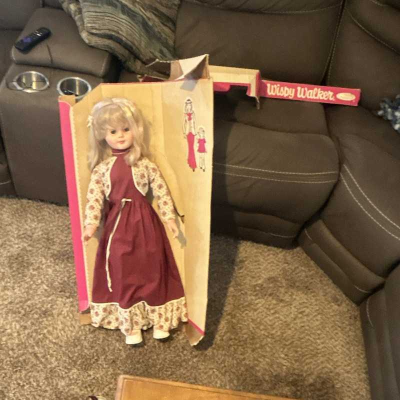 Wishy Walker 18 in Play Doll Blonde Straight Hair Blue Eyes, Boxed 1970s