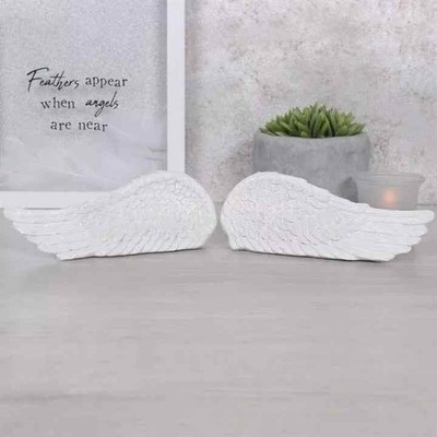 Paar weiße Glitzer stehende Engelsflügel elegant Deko Ornament Art Décor