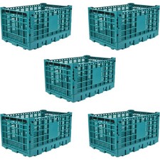 5 set Collapsible Heavy Duty Storage Crate 52L Stackable Plastic Organizer Bin