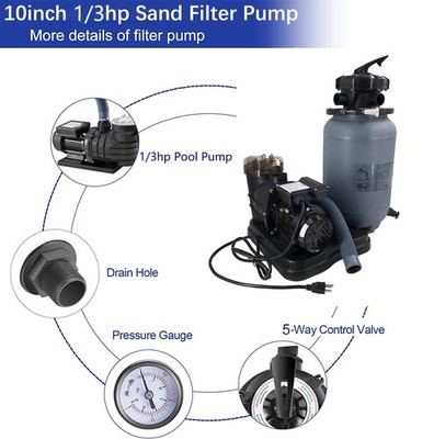 2400GPH 10'' Sand Filter Above Ground 0.35HP Swimming Pool Pump intex compatible