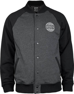 Bones Varsity Jacket Men's Large Black Gray Color block Snap Button Skate