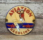 Vintage Aviation Gasoline Double A Pinup Girl Porcelain Metal Sign
