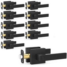 10 Pack Keyless Privacy Door Levers Matte Black for Bedroom & Bathroom Interior
