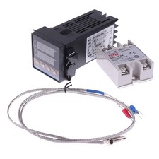 Contrôleur de température PID REX-C100 100-240 VCA, thermocouple SSR-40A
