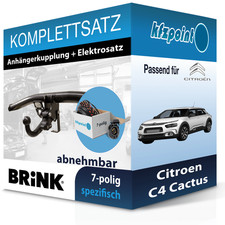 Für Citroen C4 Cactus 14-18 BRINK Anhängerkupplung abnehmbar + 7polig E-Satz AHK