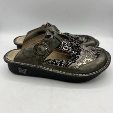 Alegria Paisley Alg-383 Slip On Nurse T Strap Clogs Shoe Size 8.5 Gray Black