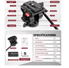 Video Tripod Fluid Head, Lightweight Heavy Duty Compatible with Manfrotto, Panor