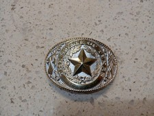 Vintage State Seal of Texas Gold Brass Toned Belt Buckle Made In USA