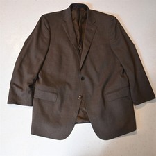 Hart Schaffner Marx 46R Brown Birdseye Wool USA Blazer Suit Jacket Sport Coat