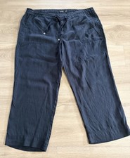 Lauren Ralph Lauren Navy Blue 100 Linen Wide Leg Drawstring Pants Women Sz 22