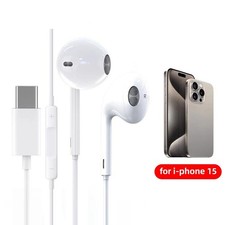 USB-C Wired Earphones White In-Ear Handsfree Mic for Android Type-C Phones     