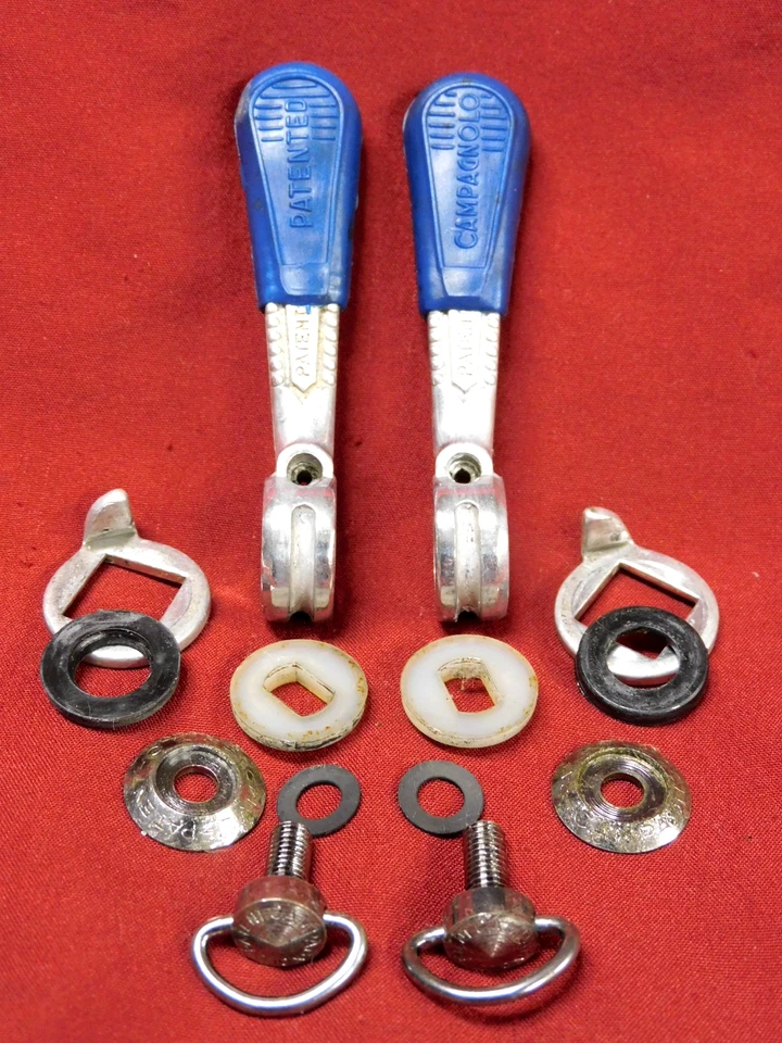 Palancas de cambio Campagnolo #1013 Nuovo Record vintage años 70 soldadas con cubiertas azules Foto 3 de 4