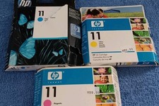 Lot of 3 New  Sealed Genuine HP 11 Ink Cartridge C4836A C4837A C4838A Expired