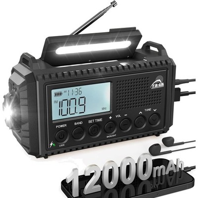 Kurbelradio Solar Powerbank FM SW Notfallradio Taschenlampe SOS Camping