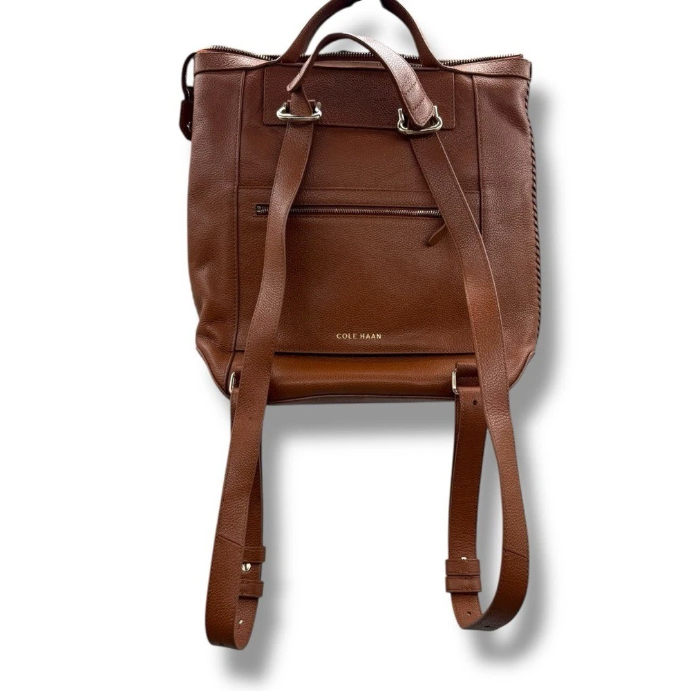 Cole Haan Canvas & Leather Bucket Bag Backpack Convertible Brown Tan preppy NWT Cole Haan Grand Ambition Large Convertible Backpack  main image 2