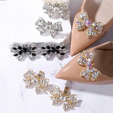 Women'sCrystal Bow Tie Shoe Buckle Shoes Clips Shoes Rhinestone Charm Decoration