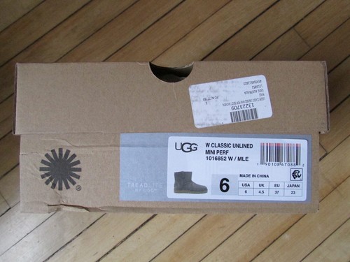 UGG Boots Unlined Mini Perforated Gray Leather Size 6 New $120 - Picture 8 of 8