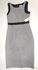 Kasper Separates Womens Midi Sleeveless Black-White Dress SIZE4 NWT
